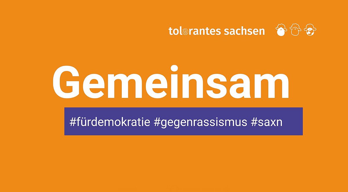 Social Media Logo des Netzwerks Tolerantes Sachsen, Gemeinsam #fürdemokratie #gegenrassismus #saxn