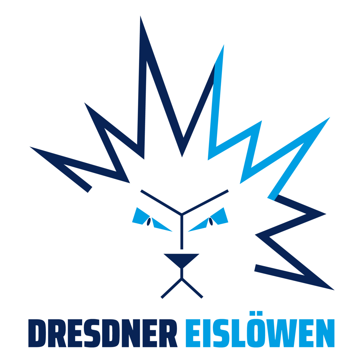 Logo der Dresdner Eislöwen als Logo mit Bild und Textelement in Dunkelblau und Hellblau