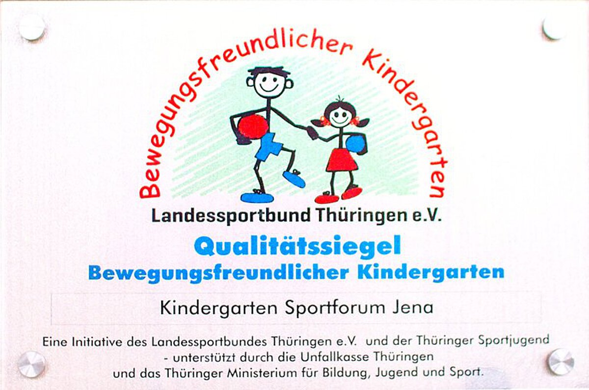das Siegel Bewegungsfreundlicher Kindergarten unserer Kita Sportforum