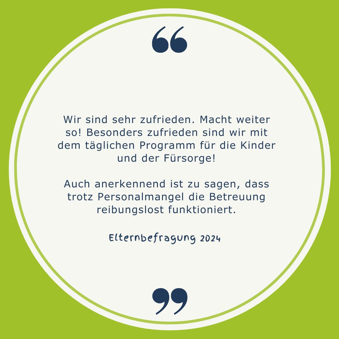 Zitat Elternbefragung zum Programm für die Kinder und der Betreuung